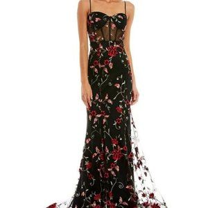 B darling Sweetheart Neck Open Back Floral Pattern Long Dress